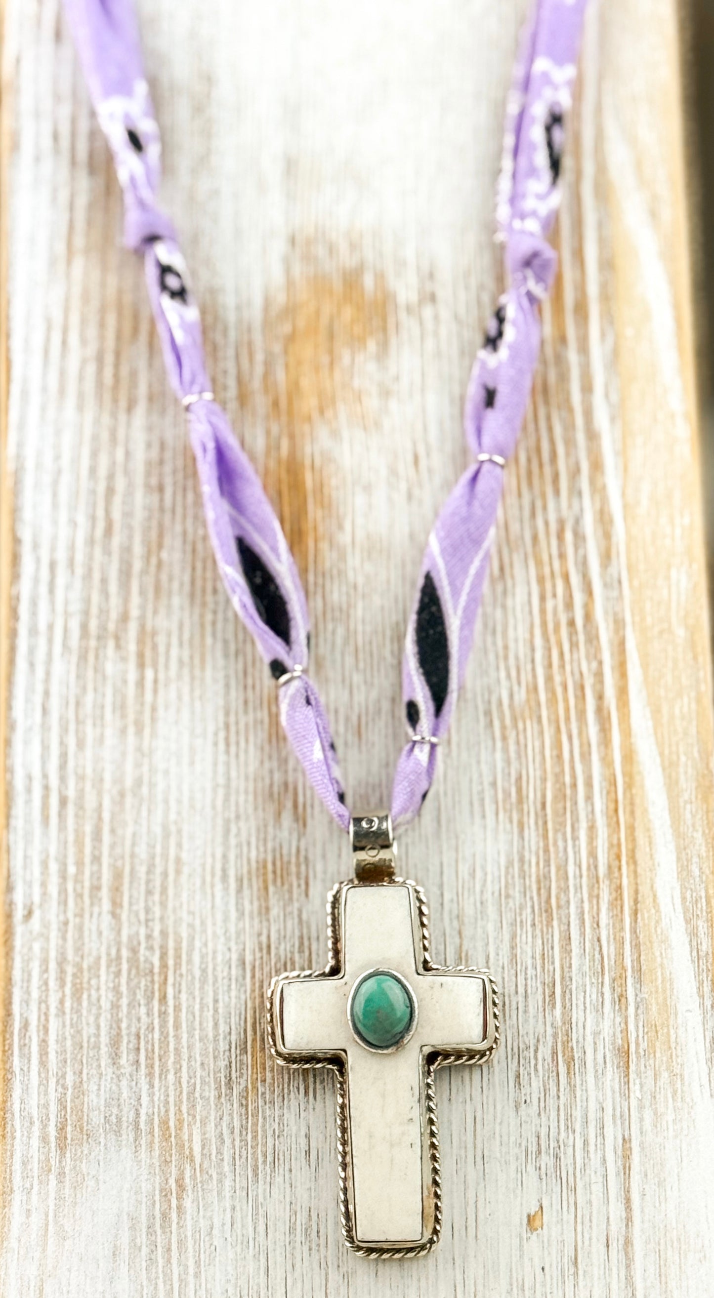 Buffalo Bone & Turquoise Cross Necklace