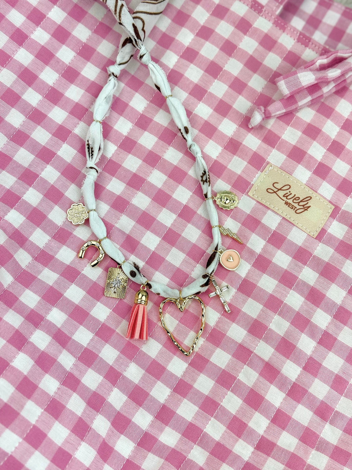 White/Brown + Pink Fringe
