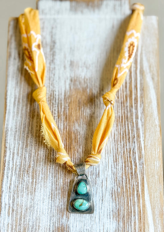 2 Stone Genuine Turquoise Pendant
