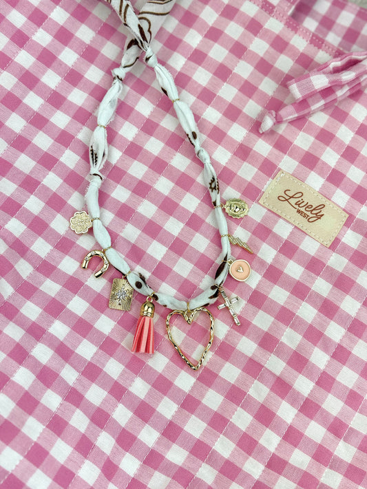White/Brown + Pink Fringe